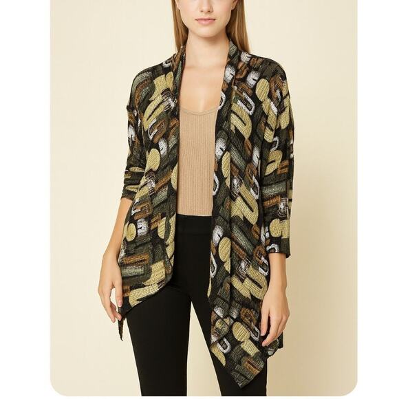 Fantazia cardigan women open front cascade long sleeve 70's inspired top SZ M - Picture 1 of 7